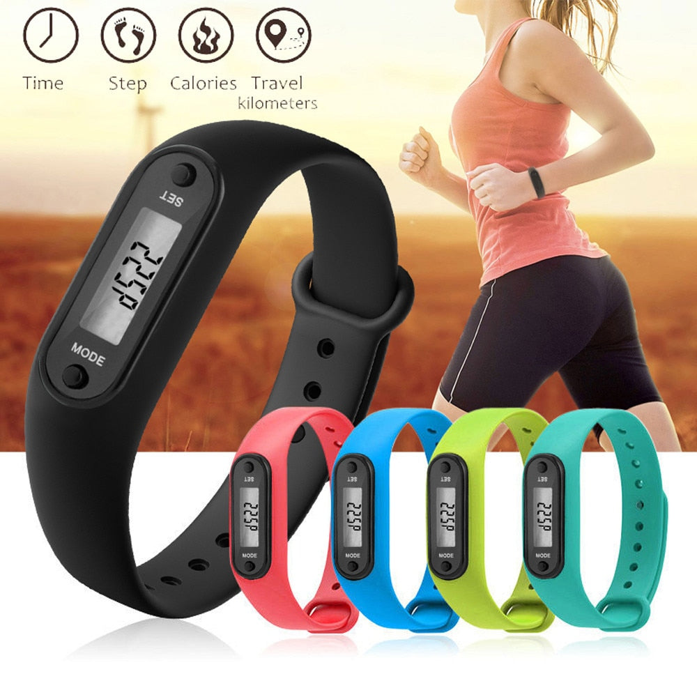 Digital LCD Silicone Watches Pedometer