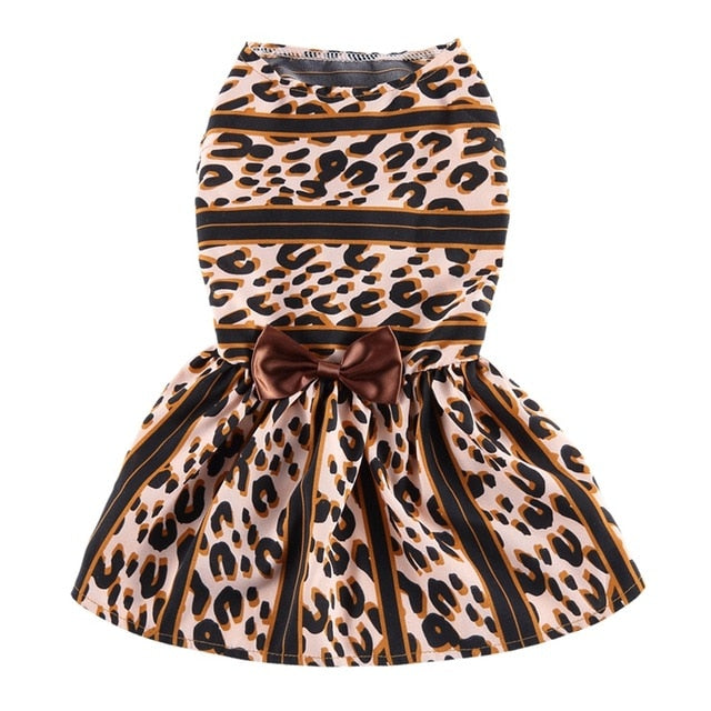 Summer Dog Cotton Leopard Princess Dress