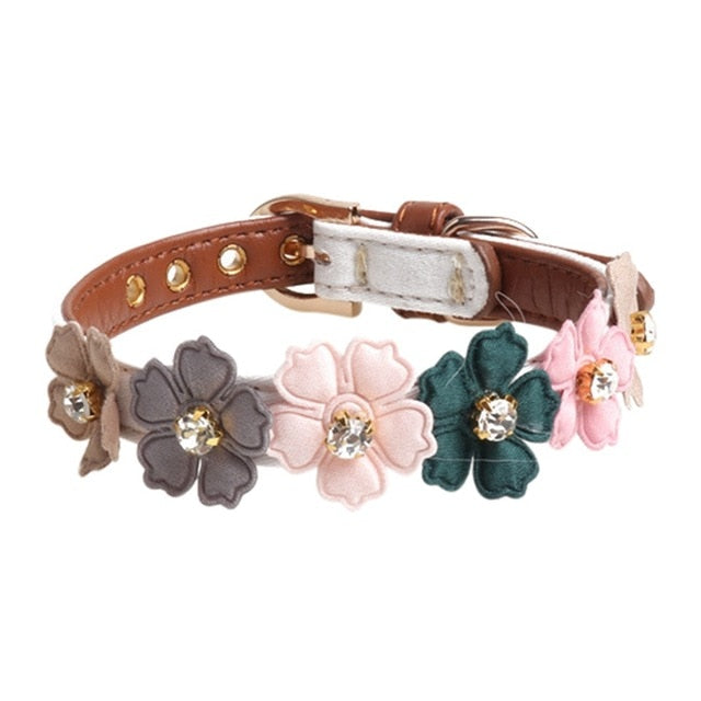 Dog Flower Collar Leather Cute Necklaces