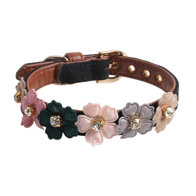 Dog Flower Collar Leather Cute Necklaces