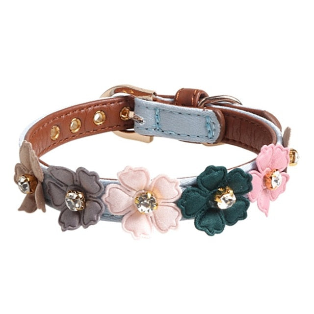 Dog Flower Collar Leather Cute Necklaces