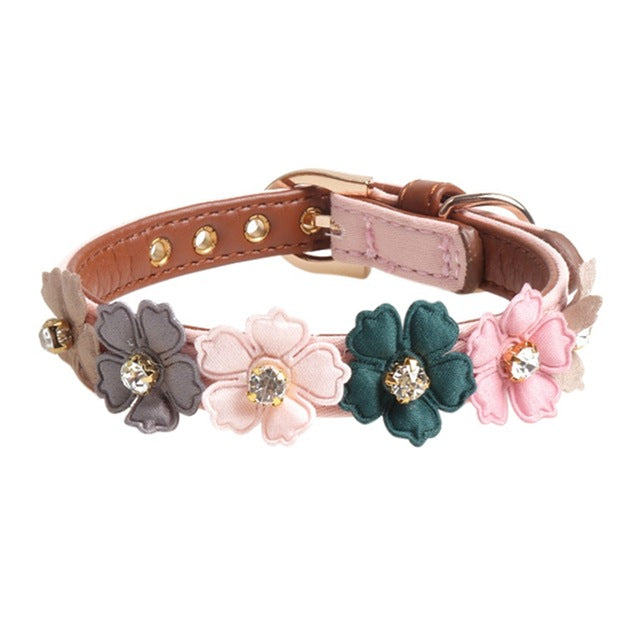 Dog Flower Collar Leather Cute Necklaces