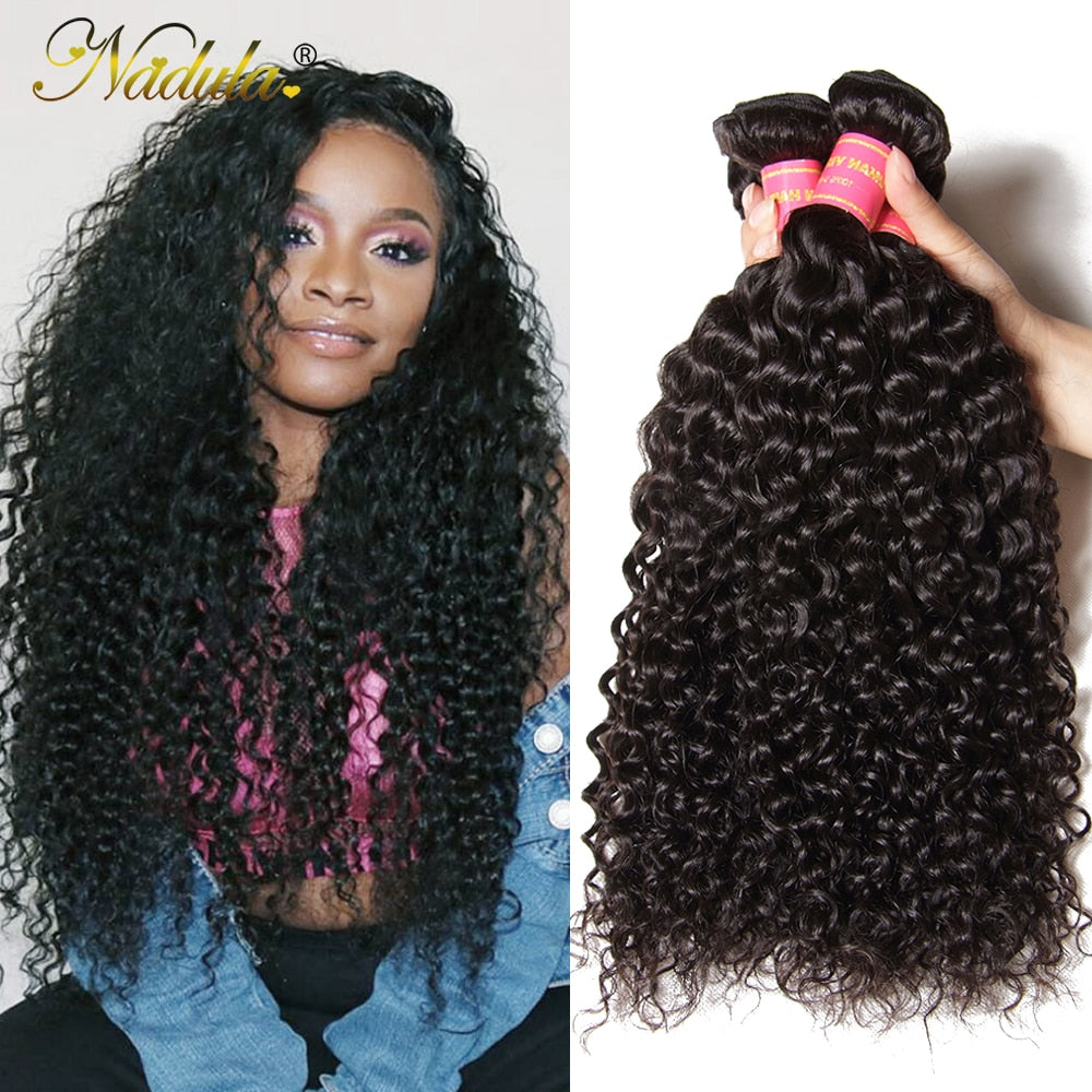 Nadula Hair Brazilian Curly Hair Weave 3PCS/4PCS Brazilian Remy Hair Bundles Deal 100% Curly Human Hair Extensions 8-26inch