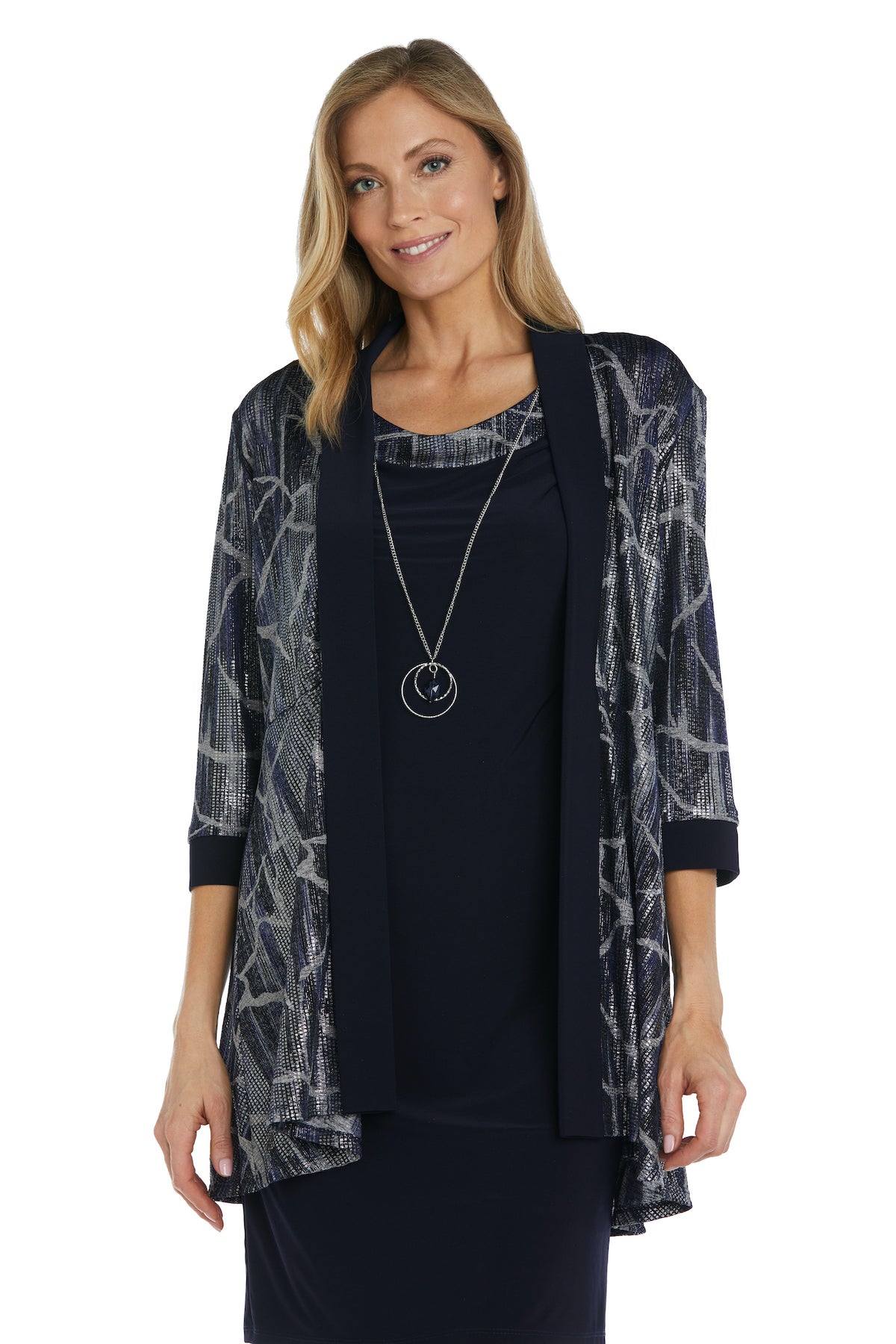 Two-Piece Print Foil and Ity Jacket Dress - Petite