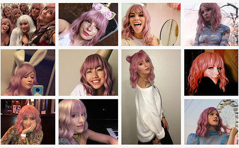 vckovcko Purple Pink Wig