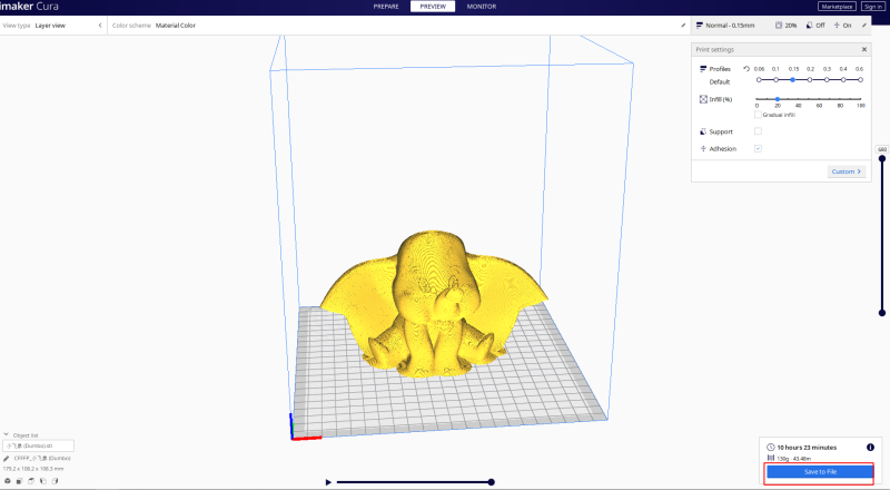 Generate a G-code file with Cura