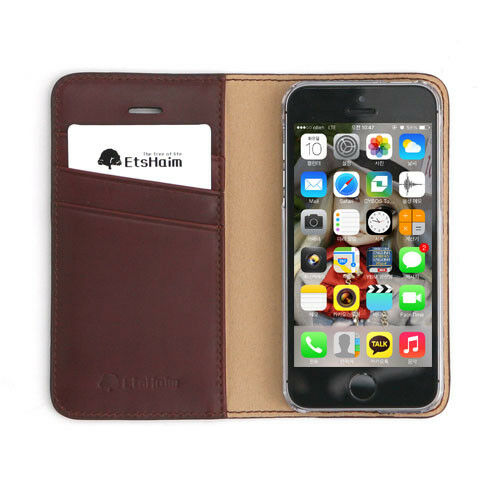 Matin Etshaim Leather Flip Wallet Case Cover (Wine Red) For Apple iPhone 5 or 5S