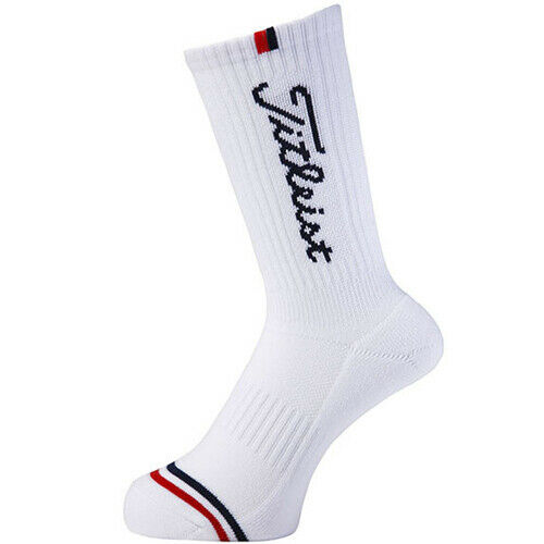 2 x Pairs Titleist Golf Round Regular Socks Standard Size (White)