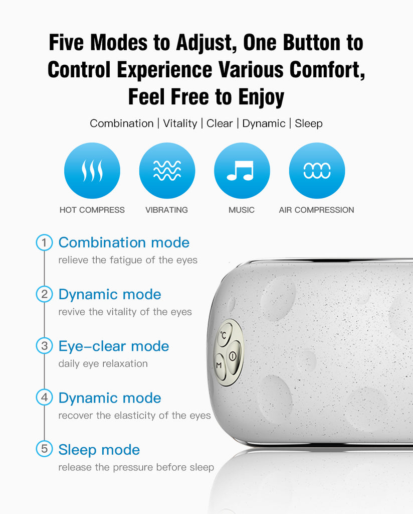 Hi5 Moon Face Bluetooth 3D Eye Massager w/ 3-Layer Airbag, Bluetooth & Music and LCD Display