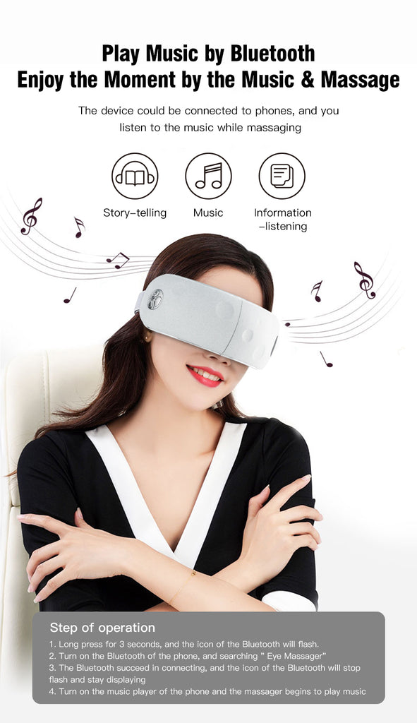 Hi5 Moon Face Bluetooth 3D Eye Massager w/ 3-Layer Airbag, Bluetooth & Music and LCD Display
