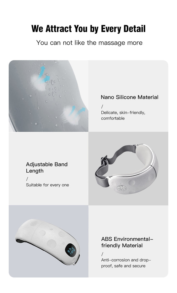 Hi5 Moon Face Bluetooth 3D Eye Massager w/ 3-Layer Airbag, Bluetooth & Music and LCD Display