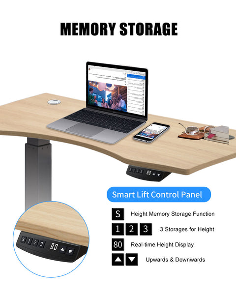 Height memory storage, standing and sitting combination, healthy posture