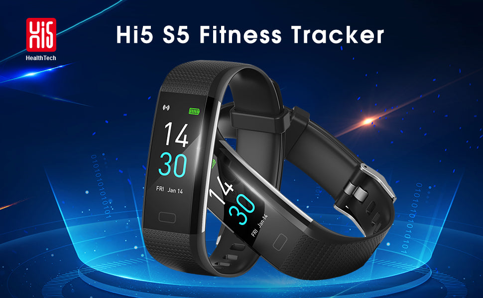 Hi5 S5 Fitness Tracker Watch with IP68 Waterproof, 16 Sports Modes, Activity Tracker with Heart Rate, Sleep Monitor, Sedentary Reminder, Calorie Counter, and Notification Reminder