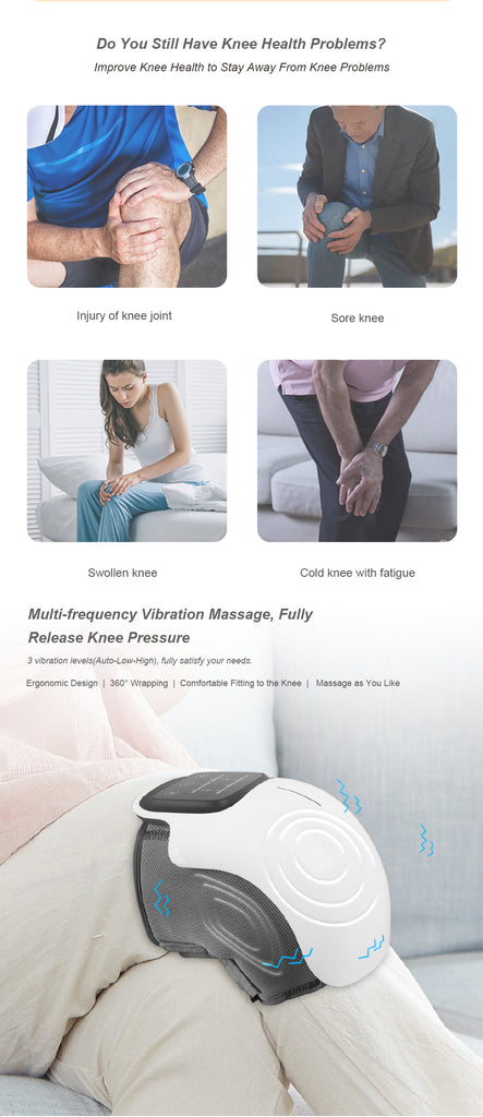 Hi5 Hertz Electric Heated Vibrating Knee Massager for Pain Relief, Vibration Circulation and Relaxation