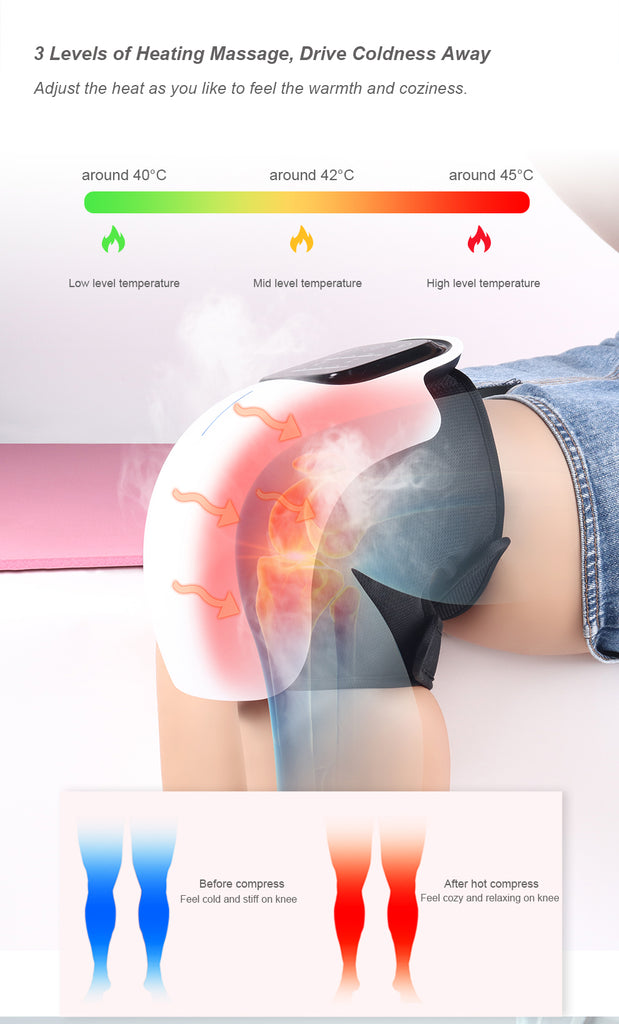 Hi5 Hertz Electric Heated Vibrating Knee Massager for Pain Relief, Vibration Circulation and Relaxation