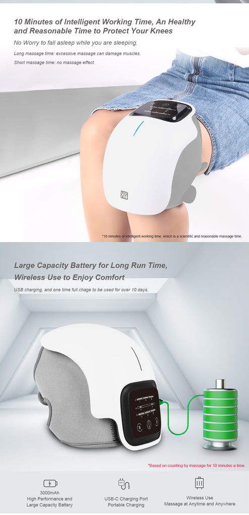 Hi5 Hertz Electric Heated Vibrating Knee Massager for Pain Relief, Vibration Circulation and Relaxation