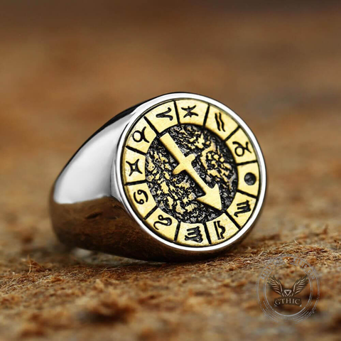 Sagittarius Stainless Steel Ring- Gthic.com - Blog