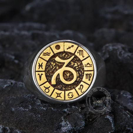 Capricorn Stainless Steel Ring- Gthic.com - Blog