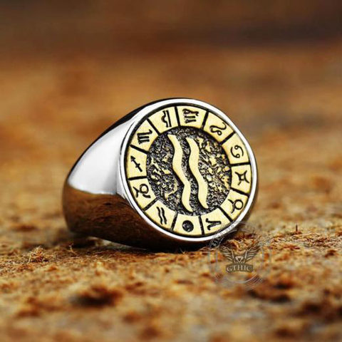 Aquarius Stainless Steel Ring- Gthic.com - Blog