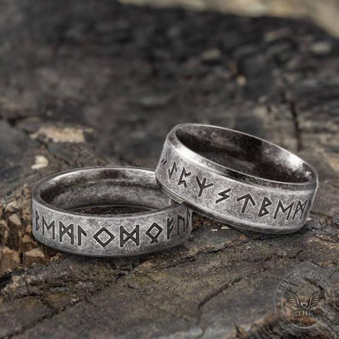 Vintage Viking Runes Stainless Steel Ring - Gthic.com