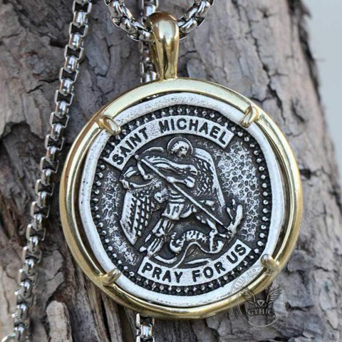 Buy FaithHeartSaint Michael Necklace, Personalized Custom Archangel  Protection Pendant for Men/Women, Stainless Steel/Gold Plated St. Michael  the Archangel Medal Jewelry Online at desertcartINDIA