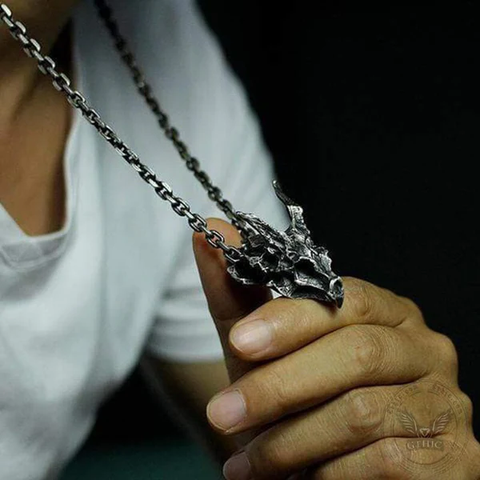 Dragon Sterling Silver Mens Skull Necklace - Gthic.com - Blog