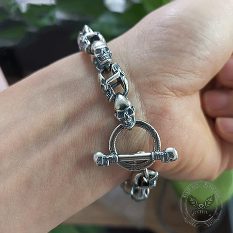 Skull Sterling Silver Punk Bracelet- Gthic.com - Blog