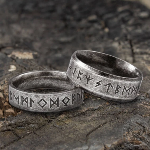 Vintage Viking Runes Stainless Steel Ring 02 - Gthic.com - Blog