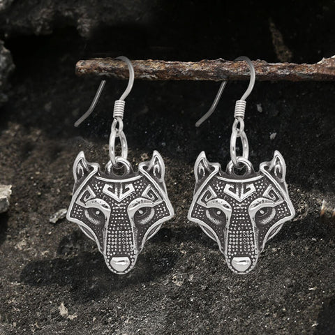  Nordic Wolf Stainless Steel Viking Earring 