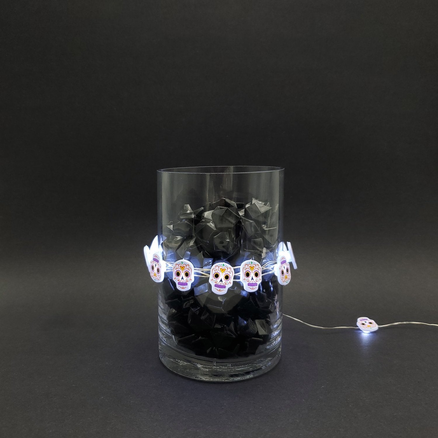 Battery Operated LED Fairy String Lights with Sugar Skull Motif