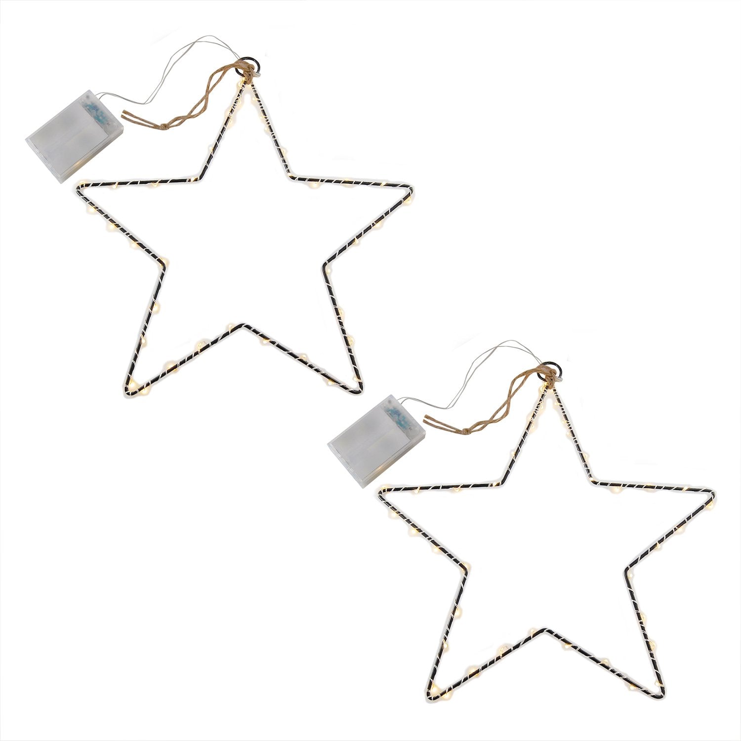 Battery Operated LED Lighted Metal Stars- Set of 2