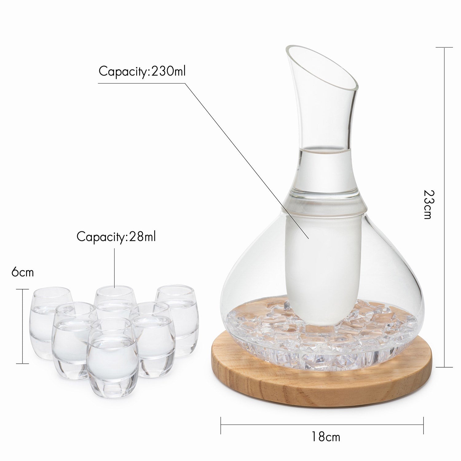 Sake Carafe Set with Wooden Base