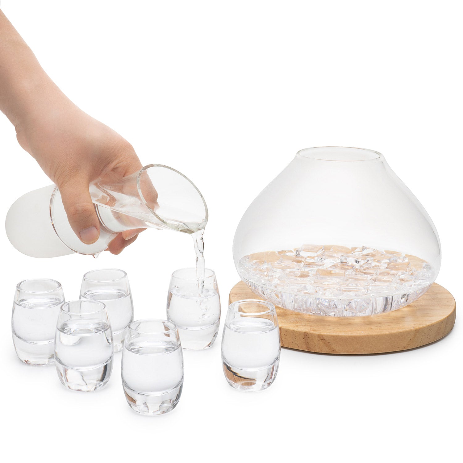 Sake Carafe Set with Wooden Base