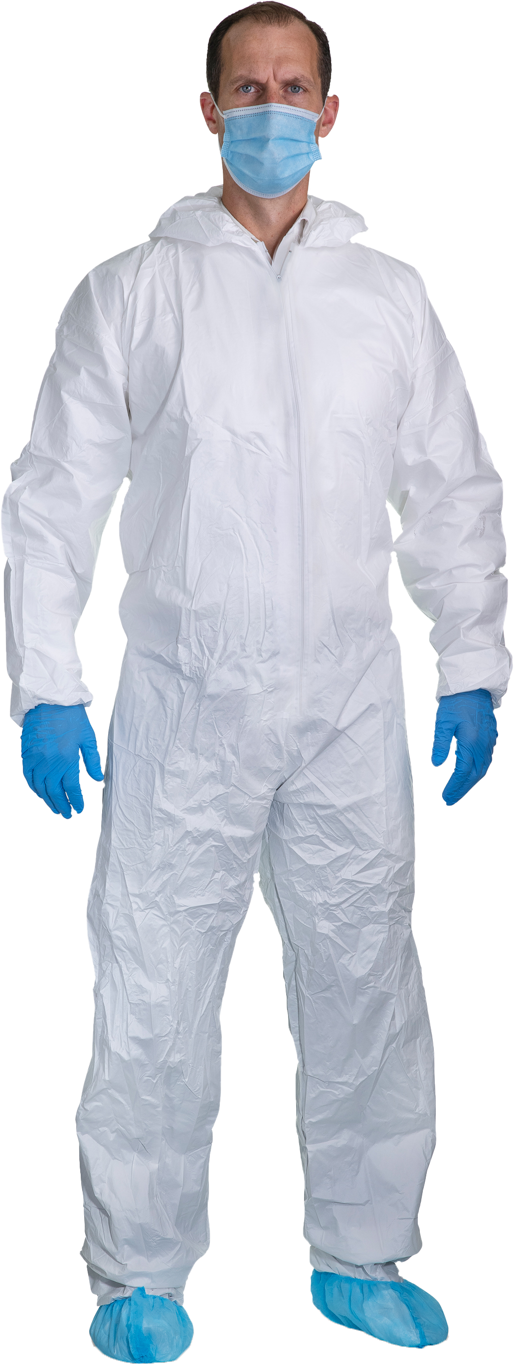 Microporous Protective Tyvek Coverall Suits With Hood Elastic Wrists, Ankles and Waist, Single Zipper, For Painting/Industrial Use