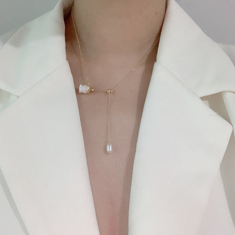 Rose Pearl Drop Necklace