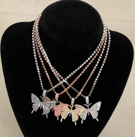 Big Butterfly Rhinestones Necklace