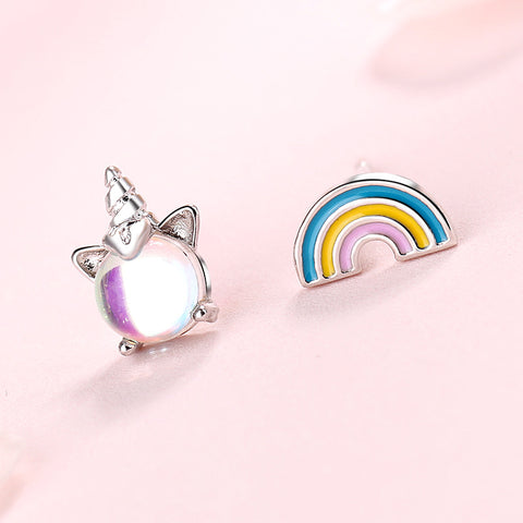 "Rainbow Unicorn" Sterling Silver Earring