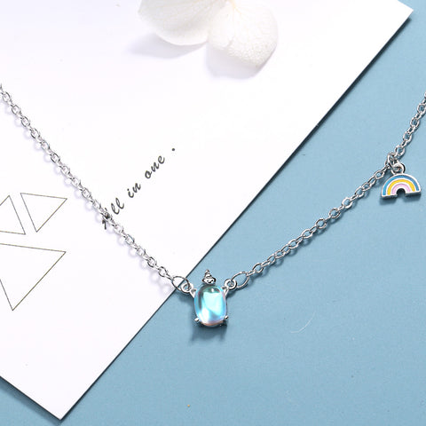 "Rainbow Unicorn" Sterling Silver Necklace