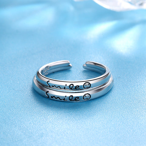 Smile Sterling Silver Open Ring