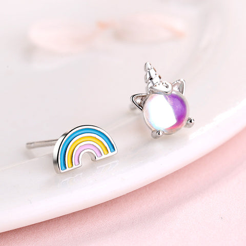 "Rainbow Unicorn" Sterling Silver Earring