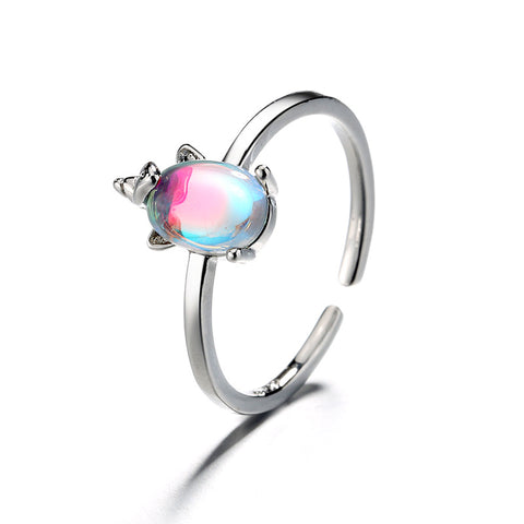 "Rainbow Unicorn" Sterling Silver Ring