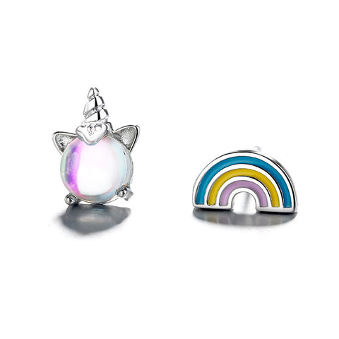 "Rainbow Unicorn" Sterling Silver Earring