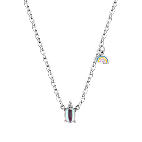 "Rainbow Unicorn" Sterling Silver Necklace