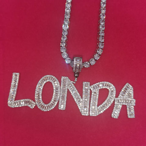 Custom Name Statement Letters Charm CZ Diamod Necklace