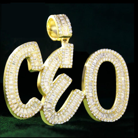 Custom Name Statement Letters Charm CZ Diamod Necklace