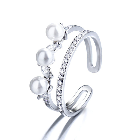 Fresh Air Sterling Silver Pearl Open Ring