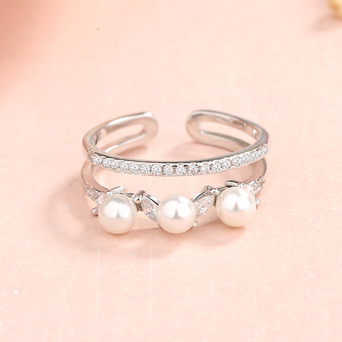 Fresh Air Sterling Silver Pearl Open Ring