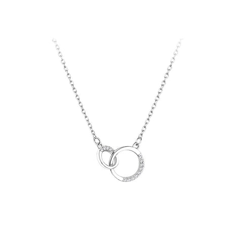 Interlocking Sterling Silver Diamond Necklace