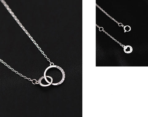 Interlocking Sterling Silver Diamond Necklace