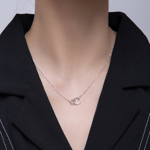 Interlocking Sterling Silver Diamond Necklace
